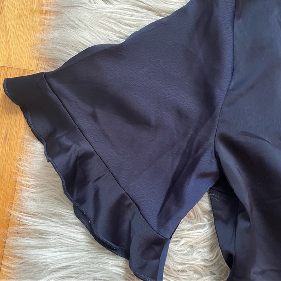 Navy Front Tie Misguided Romper - Picture 7 of 7